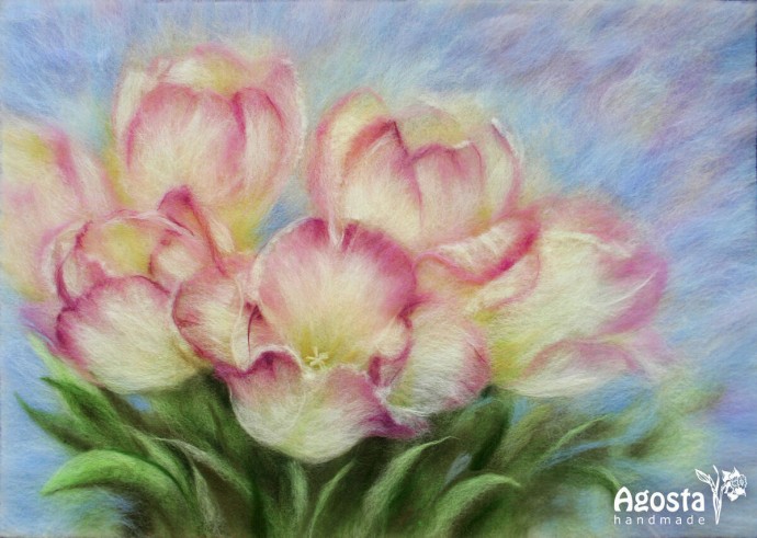 Весенние цветы в технике шерстяной акварели: идеи для творчества