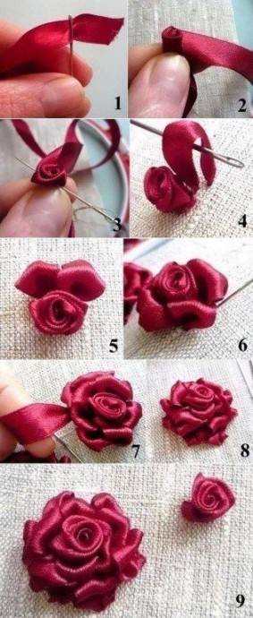 Уроки создания цветов из атласных лент: вышивка