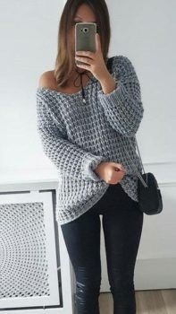 ​Крупный узор спицами для вязания пуловера