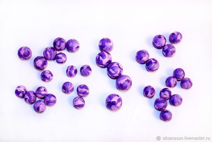 Бусы из полимерной глины в технике "Акварель"