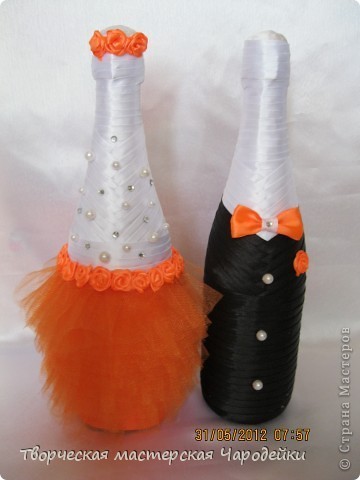 Свадебные бутылки: мастер-класс