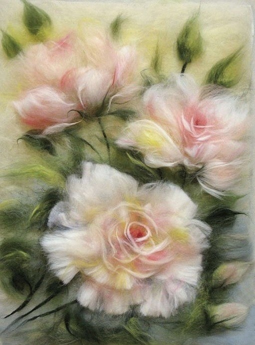 ​Восхитительные букеты в технике шерстяной акварели: идеи для творчества
