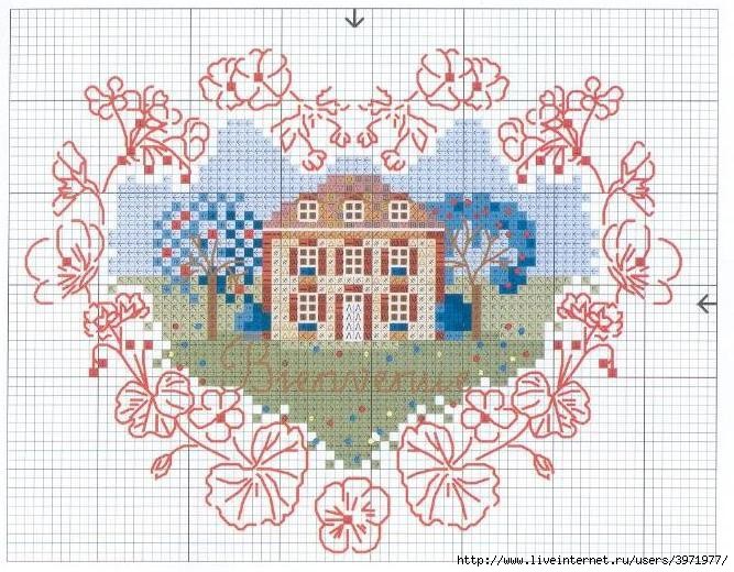 ​Вышивка крестиком очаровательных домиков