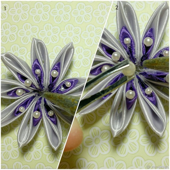 Брошь-цветок канзаши