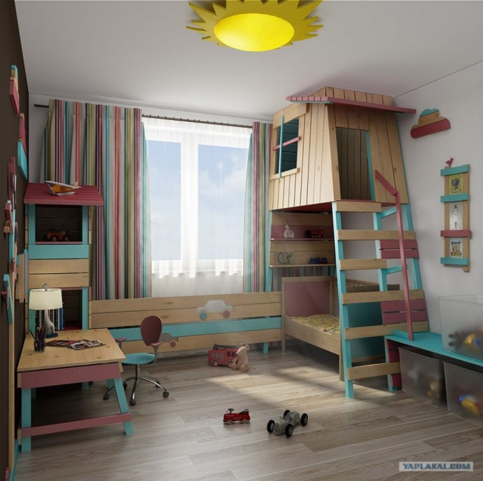 Идеи детской с кроватями наверху