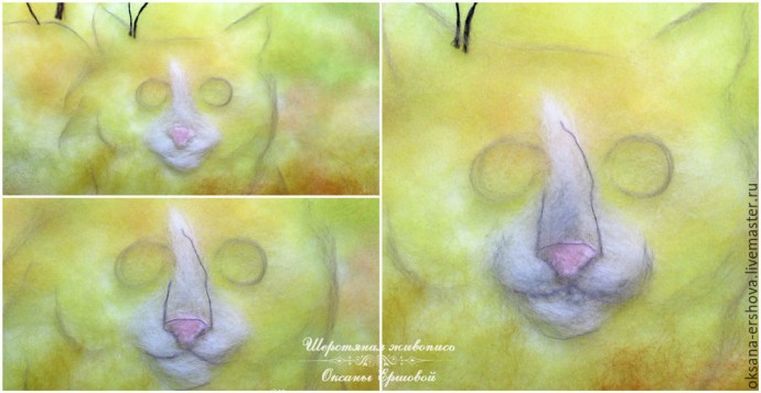 Картина из шерсти "Кот"