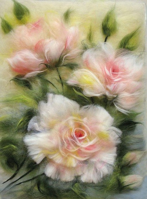 ​Цветы в технике шерстяной акварели: творческие идеи