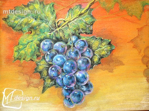 Рисуем гроздь винограда пастелью