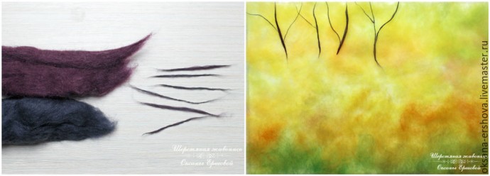 Картина из шерсти "Кот"