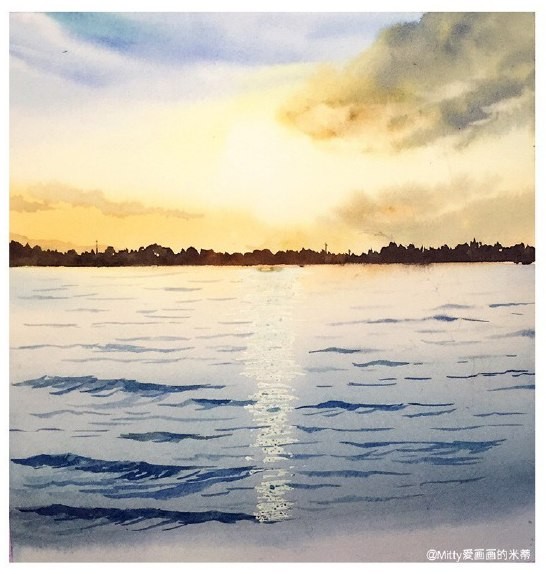 Рисуем пейзаж с дорожкой на воде Рисуем пейзаж с дорожкой на воде