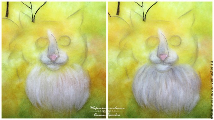 Картина из шерсти "Кот"