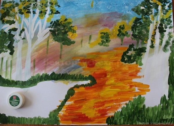 Рисуем гуашью в смешанной технике "Сказки осеннего леса"