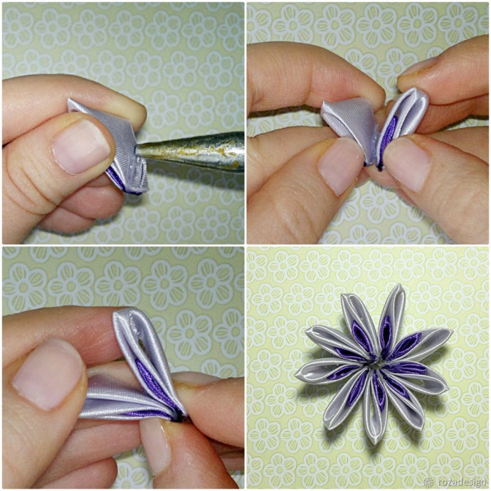 Брошь-цветок канзаши