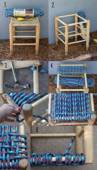 ​Плетеное сиденье для табурета своими руками