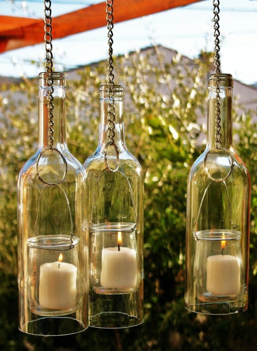 Декор из пустых стеклянных бутылок: идеи