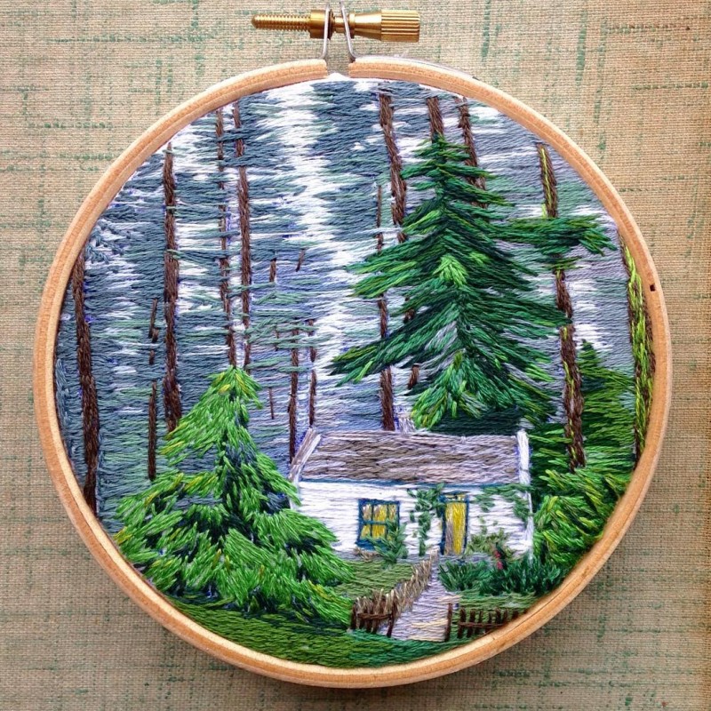 Вышитые пейзажи, похожие на живые: идеи