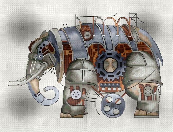 Вышивка крестиком в стиле стимпанк