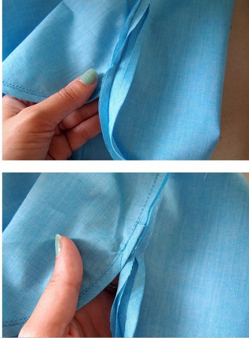 Обработка фигурного края косой бейкой