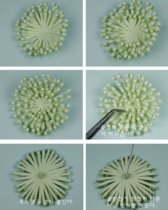 Хризантемы из полосок бумаги