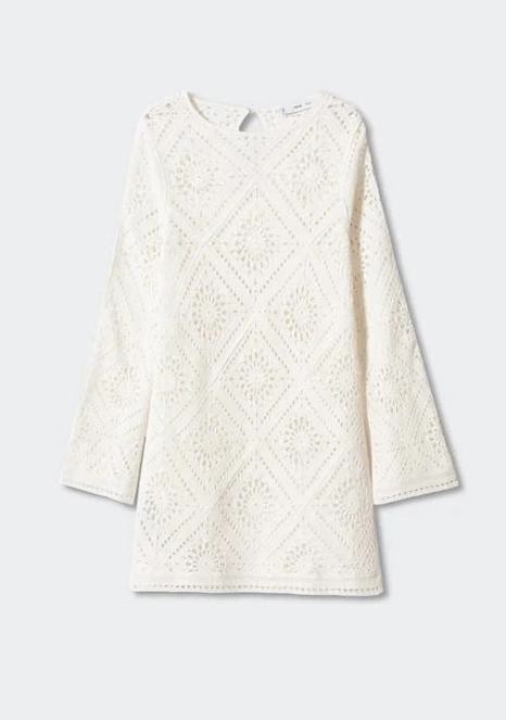 Белое ажурное укороченное платье