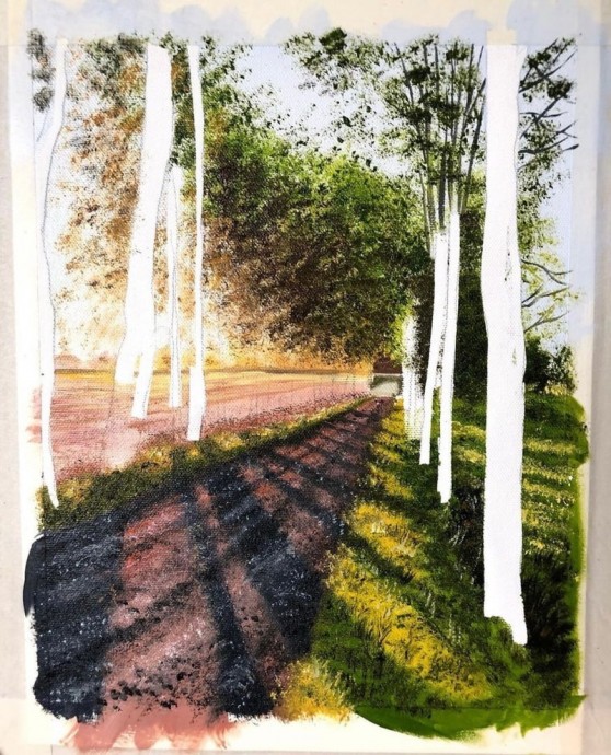 Рисуем пейзаж с березами