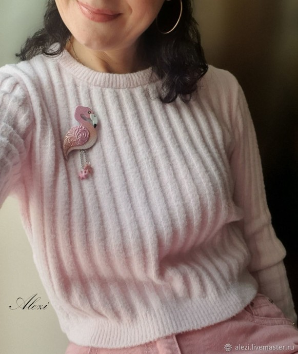 Брошь "Розовый фламинго"