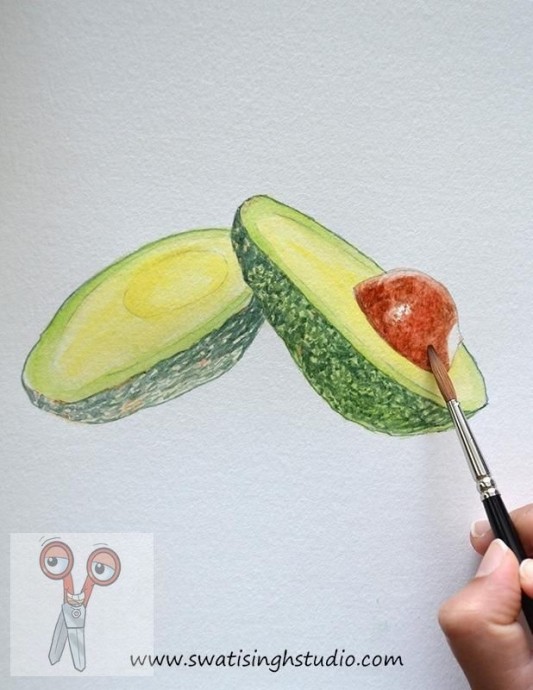 Рисуем авокадо акварелью: мастер-класс