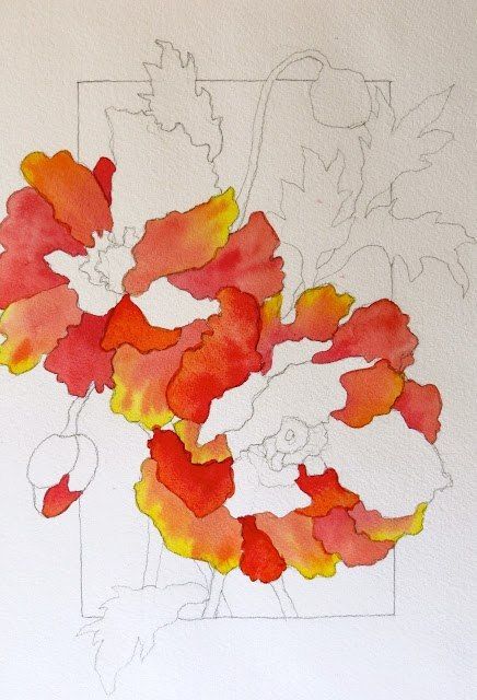 Маки акварелью