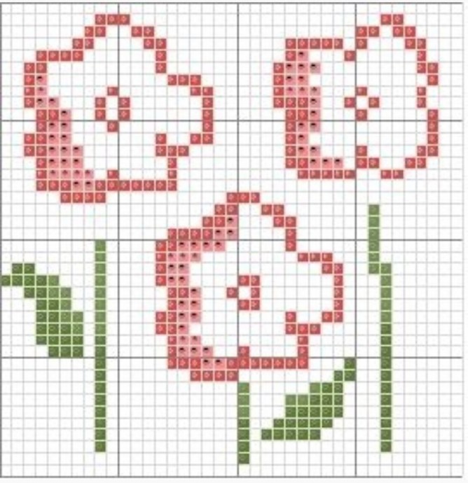 Простейшие схемы для вышивки цветов крестиком