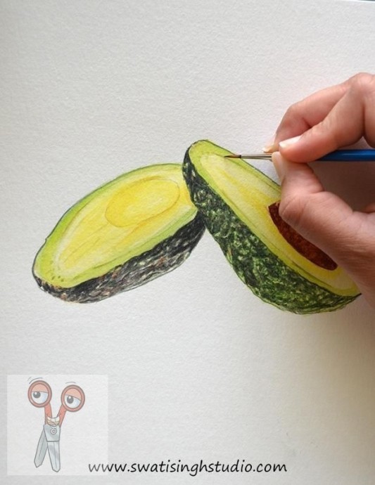 Рисуем авокадо акварелью: мастер-класс