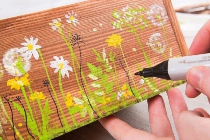 Декор деревянного кашпо