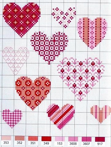 Вышиваем красивые сердечки: подборка схем