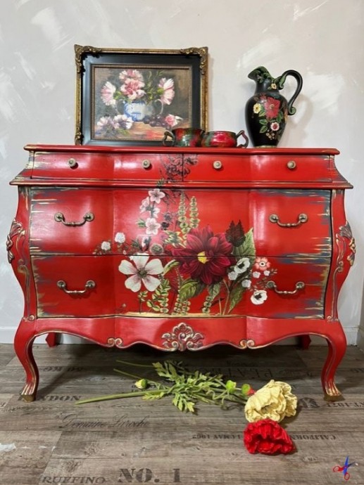 Цветочные варианты росписи мебели