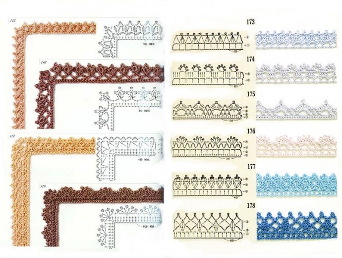 Схемы каймы крючком