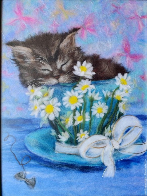 ​Коты в технике валяния из шерсти