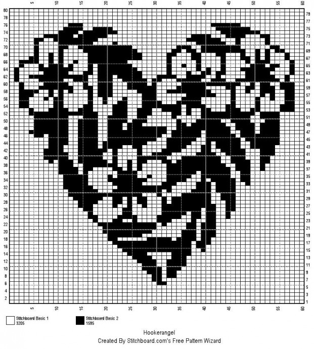 Филейные схемы: цветочные сердечки