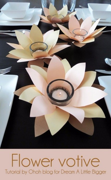 Декорируем подсвечники бумажными цветами