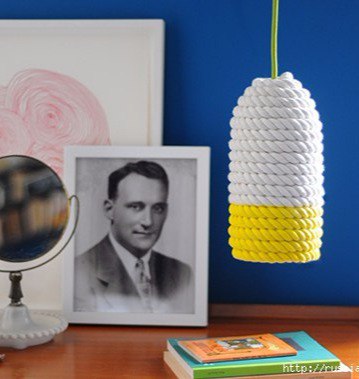 Абажур для светильника из банки, шарика и верёвки