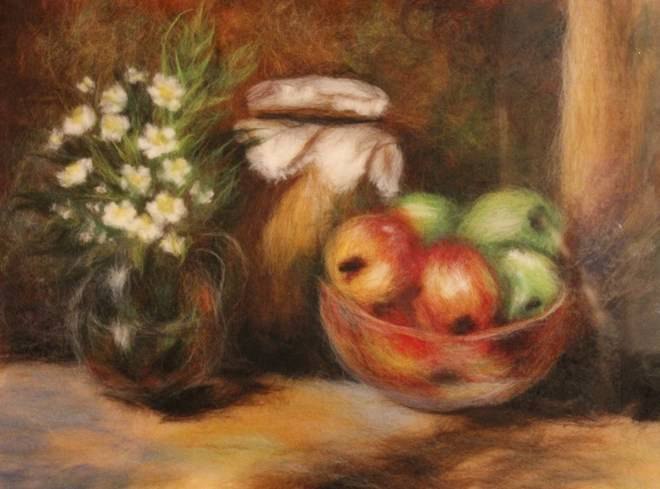 Натюрморты в технике шерстяной акварели Натюрморты в технике шерстяной акварели