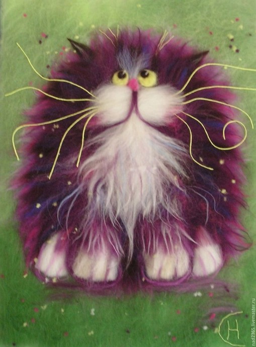 ​Коты в технике валяния из шерсти