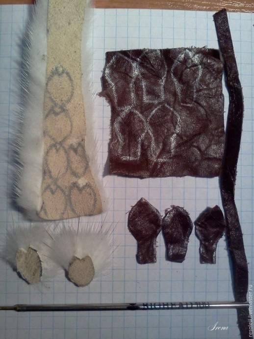 Брошь "Вербочка" из меха и экокожи