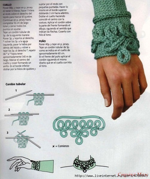 Красивые воротники и манжеты спицами Красивые воротники и манжеты спицами