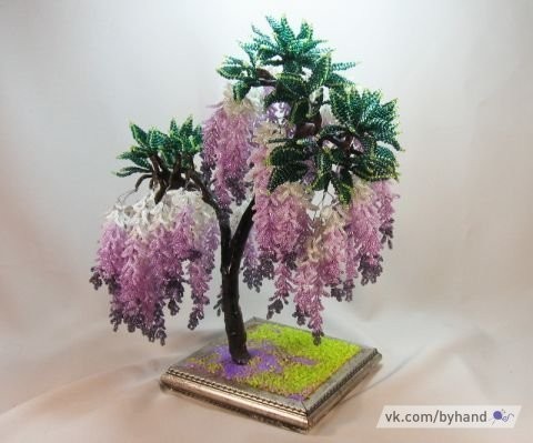 ​Плакучее цветущее дерево из бисера