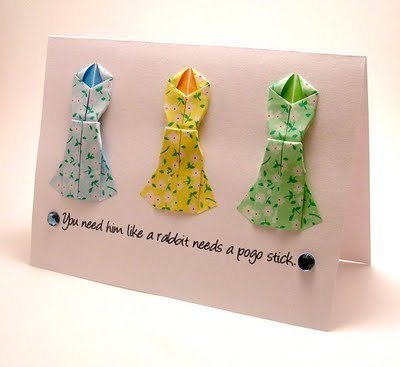 Открытки с платьями оригами
