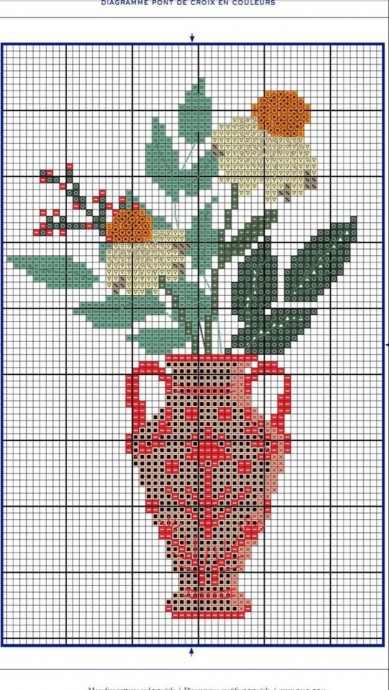 Вышиваем красивые букеты в вазах