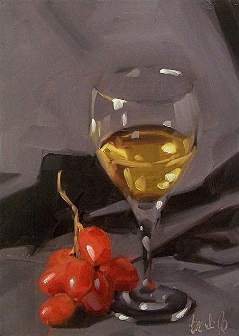 ​Рисуем бокал с виноградным соком
