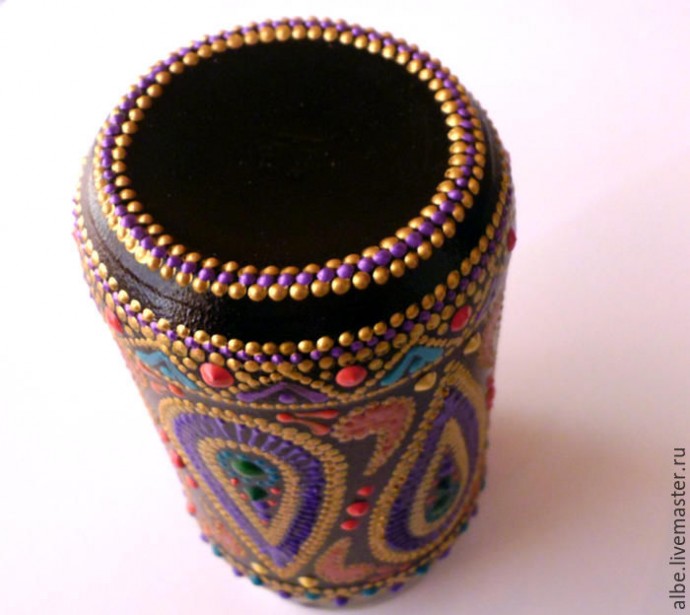 Точечная роспись баночки из-под кофе Точечная роспись баночки из-под кофе