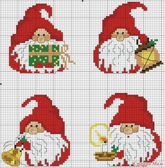 Новогодняя вышивка с гномами