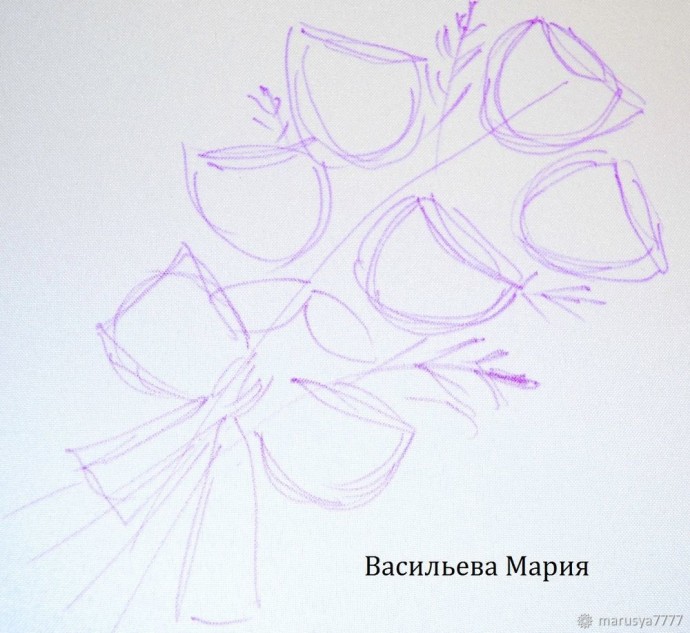 Вышиваем лентами букет белых роз