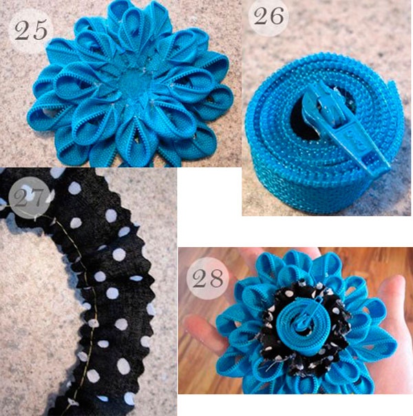 Великолепные цветы из молнии: мастер-класс